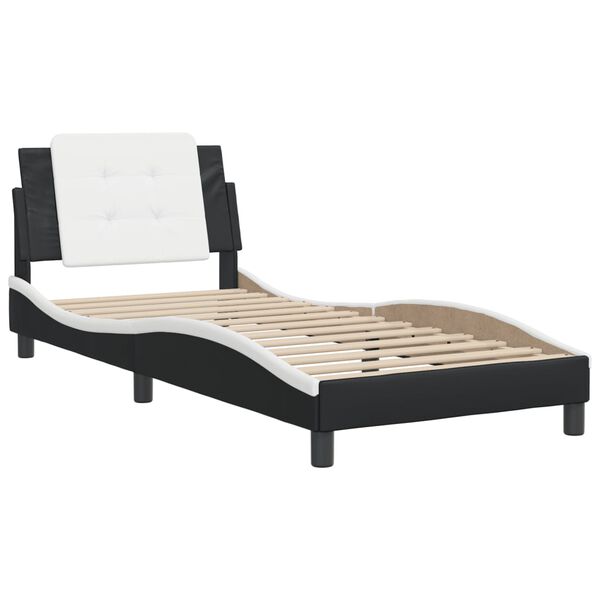 vidaXL Bed Frame without Mattress "Zadar" Black and White 80x200 cm Faux Leather