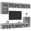 vidaXL 8 Piece TV Wall Units with LED Concrete Grey Engineered Wood