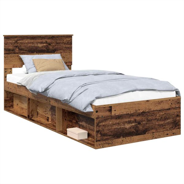 vidaXL Bed Frame with Headboard Old Wood 90 x 190 cm Engineered wood