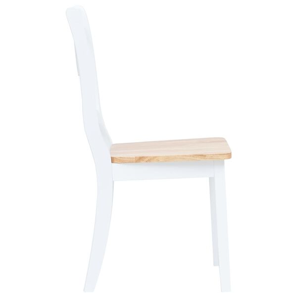 vidaXL Dining Chairs 6 pcs White and Light Wood Solid Rubber Wood