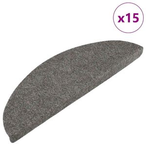 vidaXL Stair Mats Self-adhesive 15 pcs 56x17x3 cm Grey