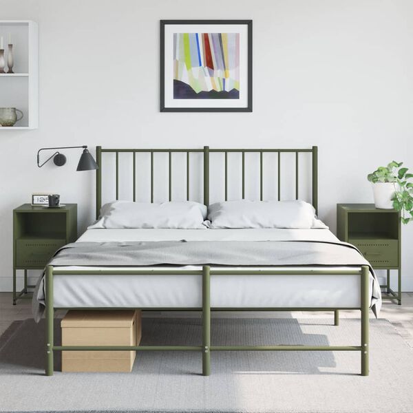 vidaXL Bedside Cabinets 2 pcs Olive Green 36x39x60.5 cm Steel