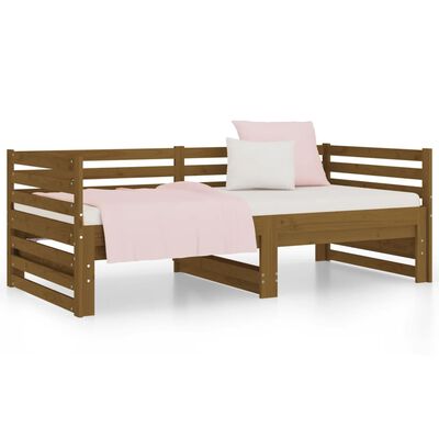 vidaXL Pull-out Day Bed Honey Brown 2x(80x200) cm Solid Wood Pine