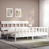 vidaXL Bed Frame without Mattress White Super King Size Solid Wood Pine