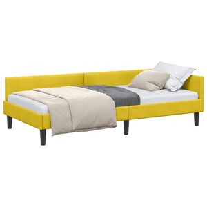 vidaXL Corner Bed Frame with Headboard Yellow 100 cm x 200 cm Velvet