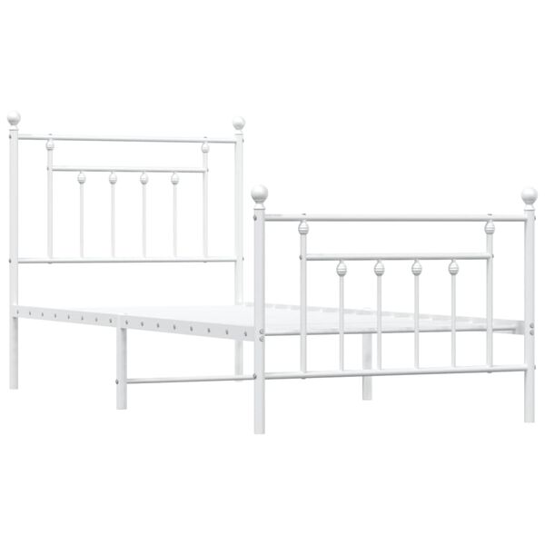 vidaXL Metal Bed Frame without Mattress with Footboard White 90x190cm