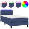 vidaXL Box Spring Bed with Mattress&LED Blue 90x200cm Fabric