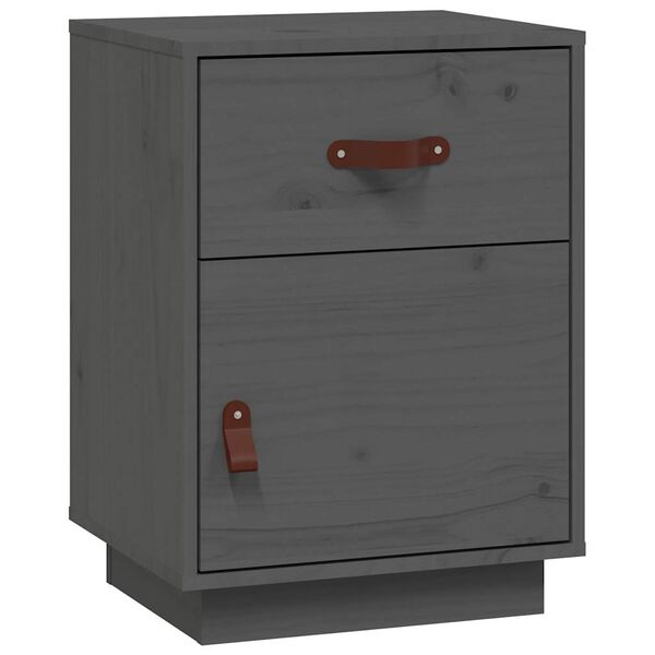 vidaXL Bedside Cabinet Grey 40x34x55 cm Solid Wood Pine