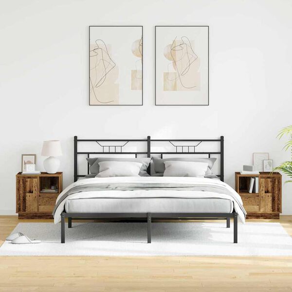 vidaXL Bedside Cabinet with Drawer 2 pcs Old Wood 50 x 34.5 x 50 cm