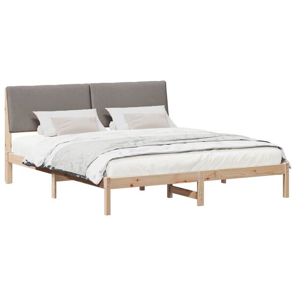 vidaXL Bed frame Brown and taupe 180 x 200 cm Solid pine wood