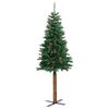vidaXL Slim Christmas Tree with Real Wood and Cones Green 180 cm PVC
