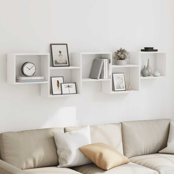 vidaXL Wall Cube Shelf 5 Compartments White Engineered Wood