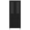 vidaXL Highboard with Drawer 2 pcs Black Oak Engineered Wood and Glass