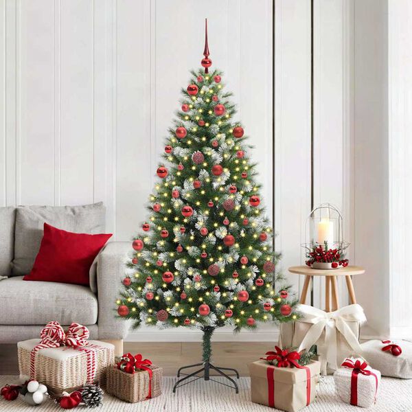 vidaXL Artificial Hinged Christmas Tree with Flocked Snow 180 cm