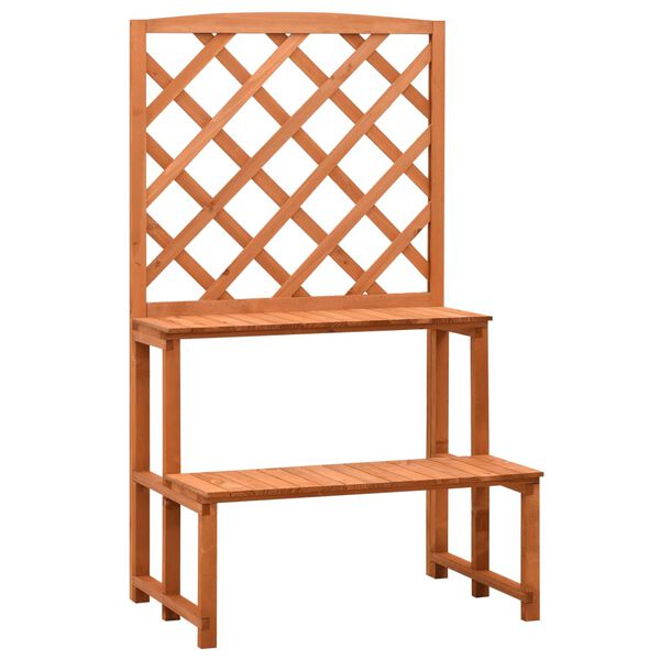 vidaXL Trellis Planter with Shelves Orange 70x42x120 cm Solid Firwood