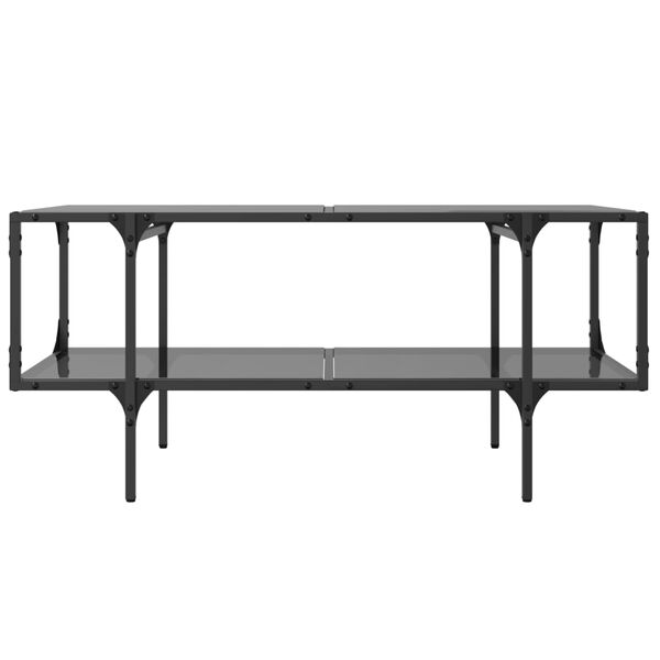 vidaXL Coffee Table with Black Glass Top 98.5x50x45 cm Steel