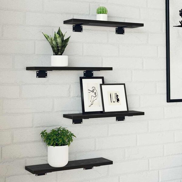 vidaXL Bookshelf Board 4 pcs Black 40 x 10 x 1.5 cm Engineered Wood