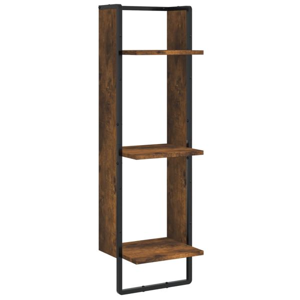 vidaXL 3-Tier Wall Shelf Smoked Oak 30x25x100 cm Engineered Wood