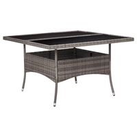 vidaXL Outdoor Dining Table Grey Poly Rattan and Glass