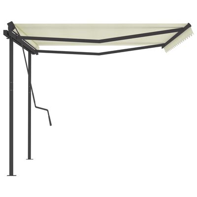 vidaXL Automatic Retractable Awning with Posts 4.5x3.5 m Cream