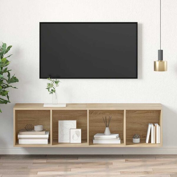 vidaXL Wall-mounted TV Cabinet Sonoma Oak 37x37x142.5 cm Engineered Wood