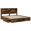 vidaXL Storage Bed with Drawer Smoked Oak 180 x 200 cm Engineered Wood