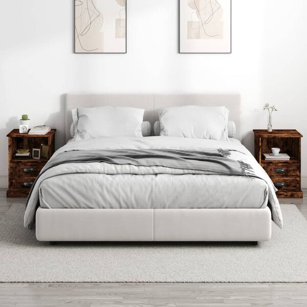 vidaXL Bedside Cabinets 2 pcs Smoked Oak 43x36x60 cm