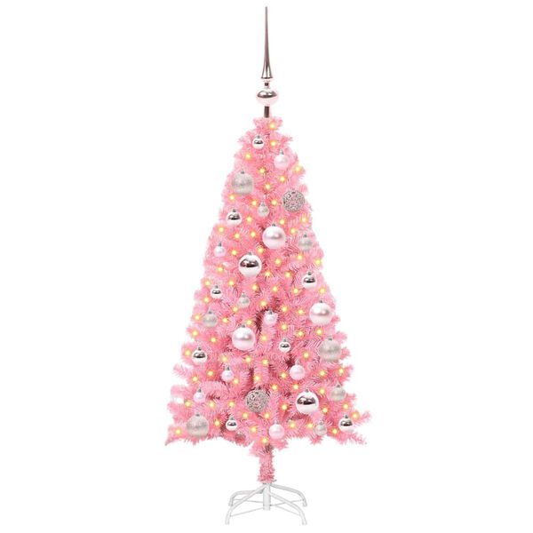 vidaXL Christmas Tree with 150 LEDs with Stand Pink 120 cm PVC