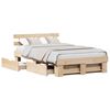 vidaXL Bed Frame with Drawer Brown 135 x 190 cm Solid Pine Wood
