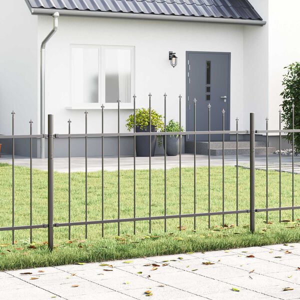 vidaXL Garden Fence 6 pcs Grey 170 x 140 cm Powder-Coated Steel