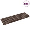 vidaXL Self-adhesive Stair Mats Striped 15 pcs Brown 65 x 21 x 4 cm