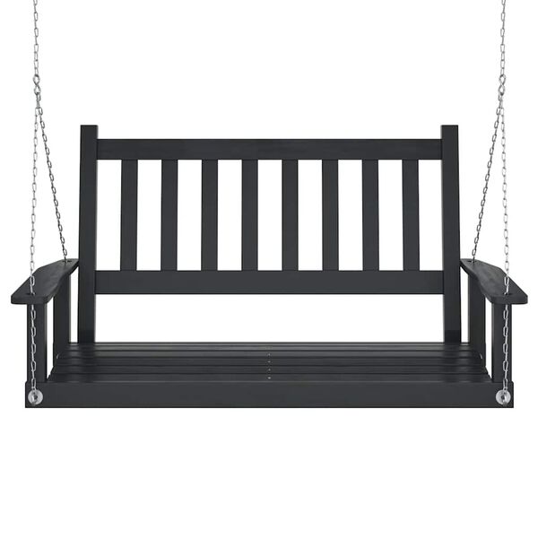 vidaXL Garden Swing Bench with Metal Chains Black Solid Wood Fir