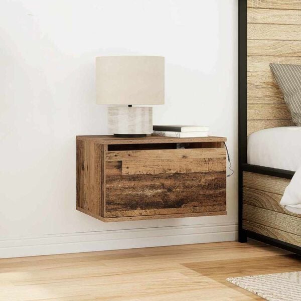 vidaXL Wall-mounted Bedside Cabinet Old Wood 50 x 36 x 30 cm