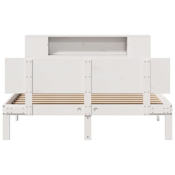 vidaXL Bookcase Bed without Mattress White 150x200 cm King Size Solid Wood Pine