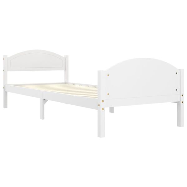 vidaXL Bed Frame without Mattress White Solid Wood 100x200 cm