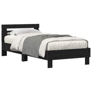 vidaXL Bed Frame with Headboard Black Oak 100 x 200 cm Engineered Wood