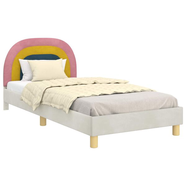 vidaXL Children's Bed Frame with Headboard Cream 90 x 200 cm Velvet