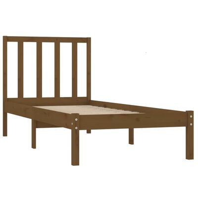 vidaXL Bed Frame Honey Brown Solid Wood Pine 75x190 cm Small Single
