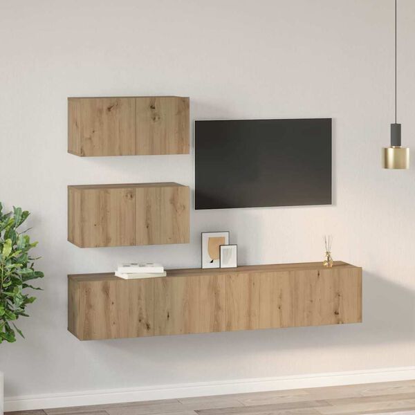 vidaXL TV Cabinet Set Wall-mounted 4 pcs Artisan Oak Engineered Wood