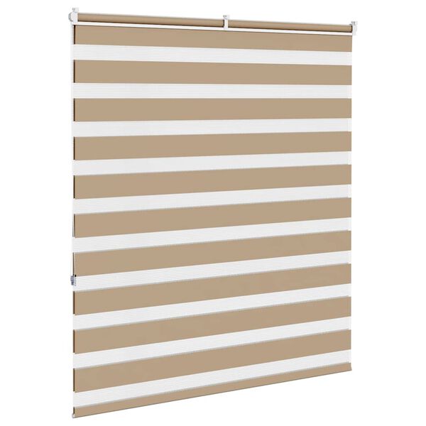 vidaXL Zebra Blind Sand Brown 135x150 cm Fabric Width 130.9 cm Polyester