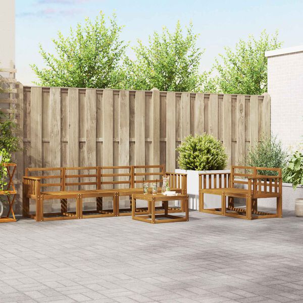 vidaXL Outdoor Sofa Set 7 pcs Natural Solid Acacia Wood