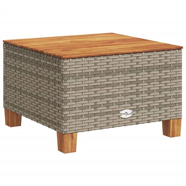vidaXL Garden Table Grey 55x55x36 cm Poly Rattan Acacia Wood