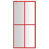 vidaXL Walk-in Shower Wall with Clear ESG Glass Red 90x195 cm