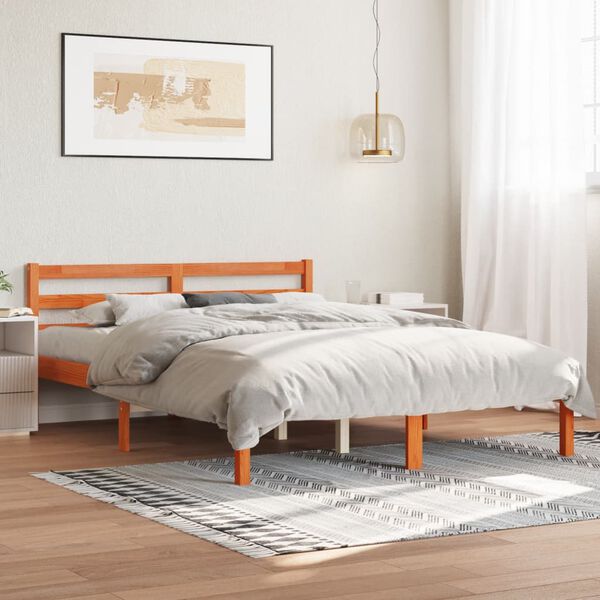 vidaXL Bed Frame without Mattress Wax Brown 120x190 cm Small Double Solid Wood Pine