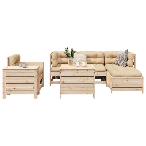 vidaXL 7 Piece Garden Sofa Set Solid Wood Pine