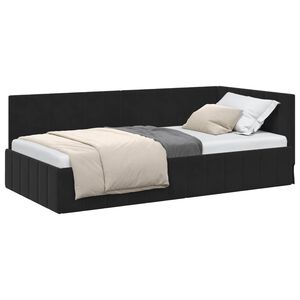 vidaXL Corner Bed Frame with Headboard Black 100 cm x 200 cm Velvet