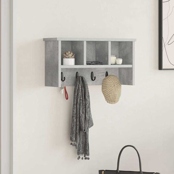 vidaXL Wall-Mounted Coat Rack with Shelf Concrete grey 50 x 16 x 26 cm