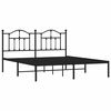 vidaXL Metal Bed Frame without Mattress with Headboard Black 183x213cm