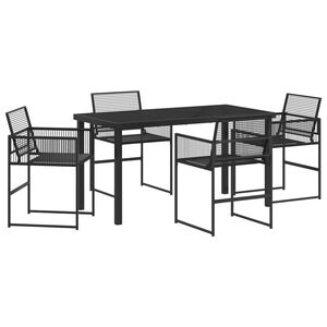 vidaXL Garden Dining Set 5 pcs Black Poly rattan