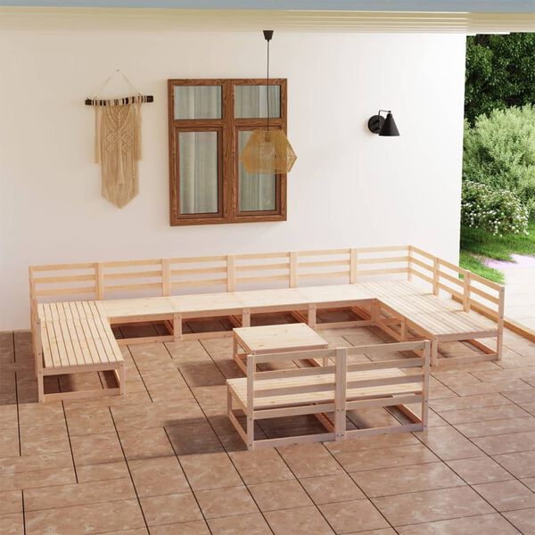 vidaXL 13 Piece Garden Lounge Set Solid Pinewood